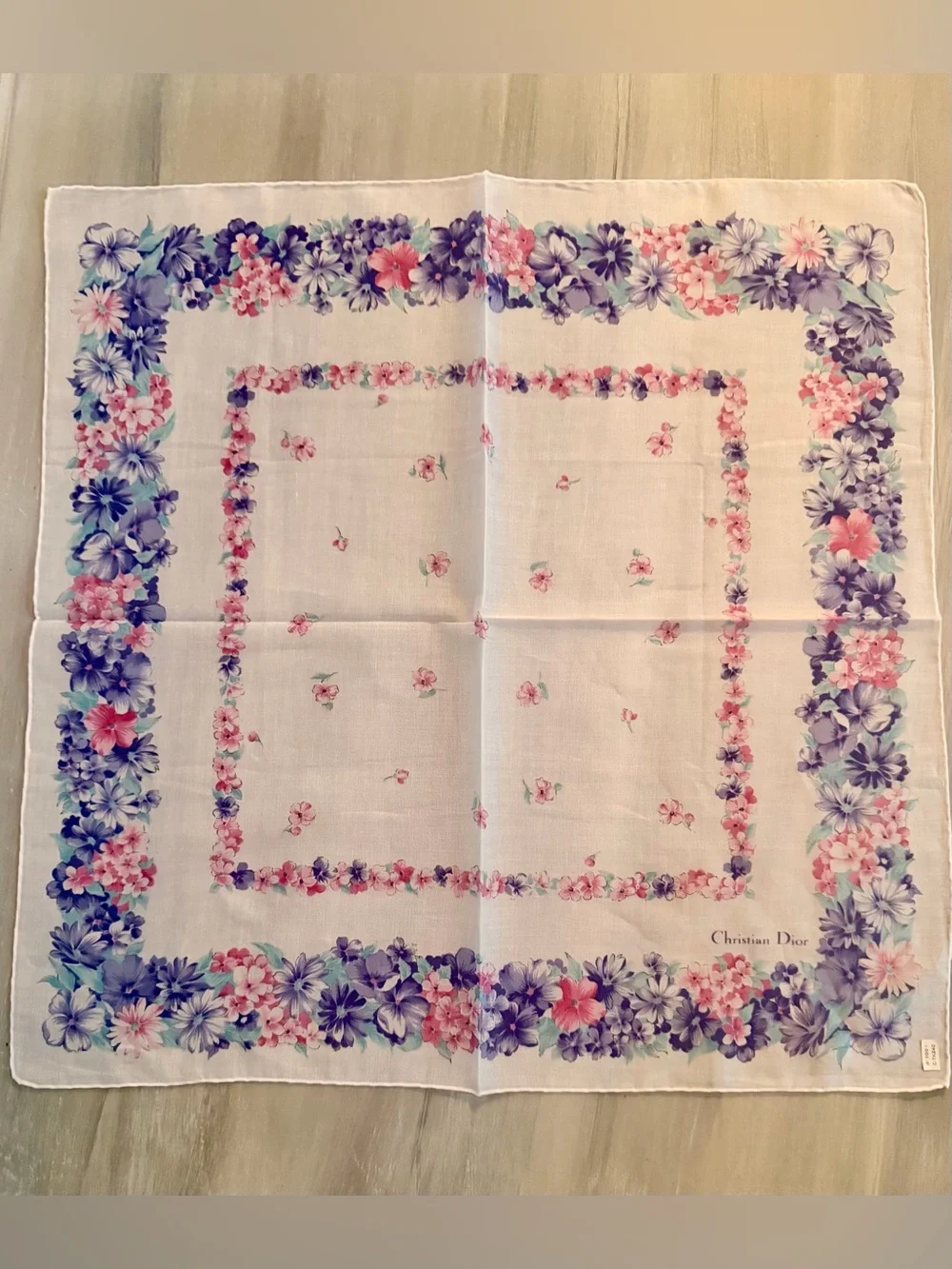 Christian Dior floral handkerchief scarf bandanna bag accessory